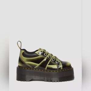 DR MARTENS 5 Eye Quad Max Buttero Leather Shoe Platform Rub Off Lime Green Black